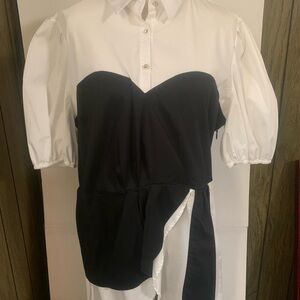 Chic Asymmetrical Black and White Dress